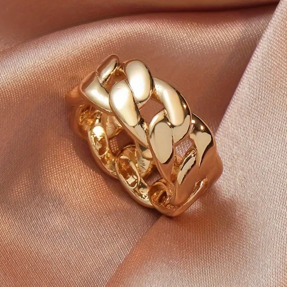 TRENDY NEW Bulk Chunky Gold 18k Filled Chain Ring